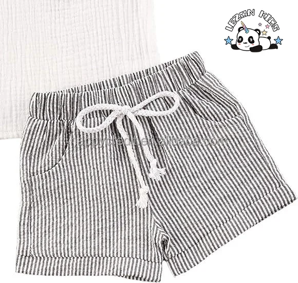 LEZONKIDS - 2024 Hot Sale 2Pcs Summer Short Sleeve T-Shirt Tops Elastic Waistband Shorts Boys Set